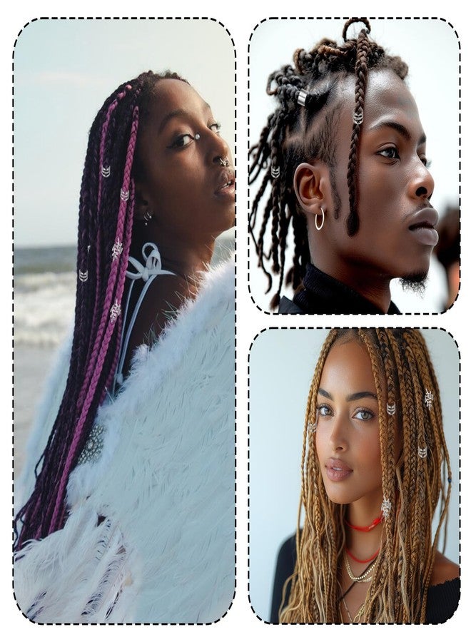 BOHUIZ 50PCS Silver Hair Jewelry for Braids Accessories Loc Jewelry for Hair Dreadlocks Adjustable Hair Rings Hair Cuff Hair Charms Braid Jewelry Hair Beads Decorations for Men Women(Silver) - Image 5